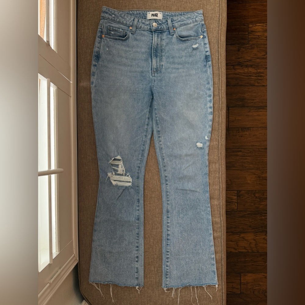 PAIGE Light Wash Claudine Ankle Flare Denim Jeans Womens Size 27